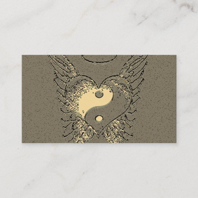 Carte De Visite Yin Yang, Ange Wings and Heart (Devant)