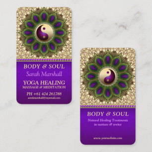 Carte De Visite Yin Yang Balance Purple Green Peacock Mandala