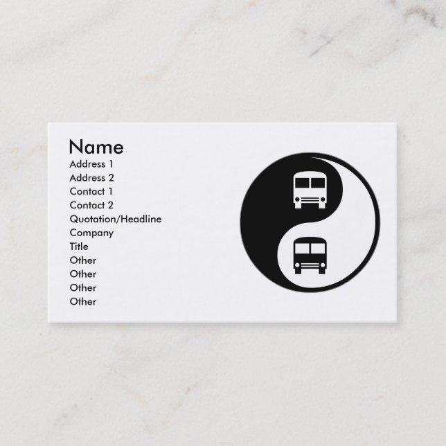 Carte De Visite Yin Yang conduisant un autobus (Devant)