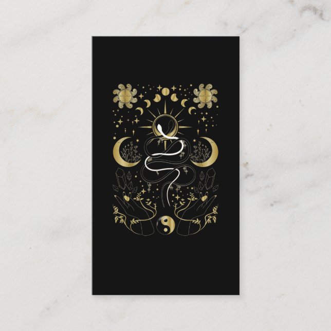 Carte De Visite Yin Yang Crescent Lune Soleil Céleste Serpents (Devant)