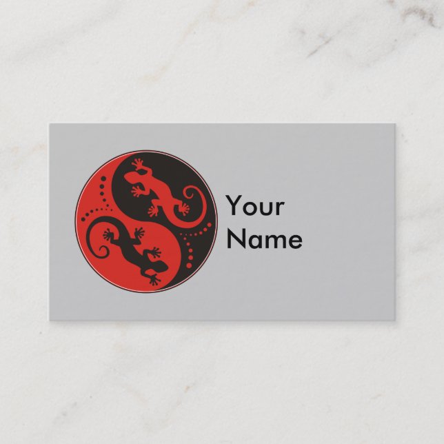 Carte De Visite YIN & YANG Geckos black red + your background idea (Devant)