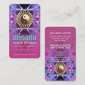 Carte De Visite Yin Yang Yoga holistique rose Turquoise