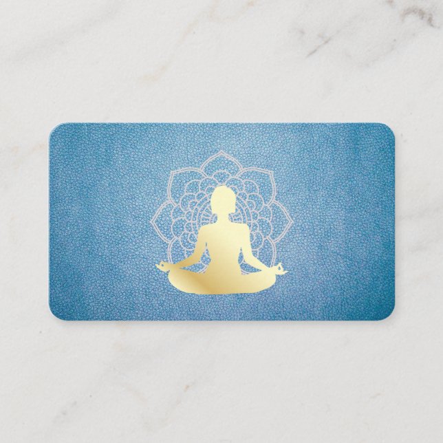 Carte De Visite Yoga assis Lotus Leather Mandala Motif (Devant)