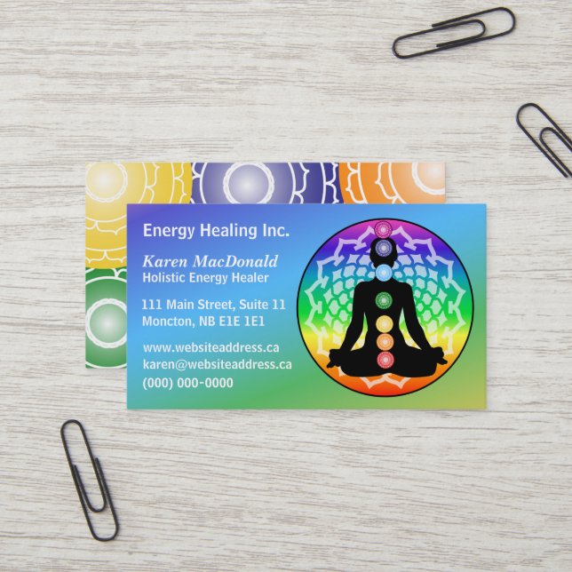 Carte De Visite Yoga Chakra (Devant/Arrière en situation)