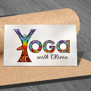 Carte De Visite Yoga Coloré Mot Art