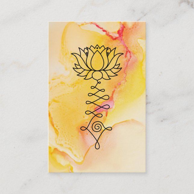 Carte De Visite Yoga curatif fuchsia jaune Reiki de Lotus Reiki de (Devant)