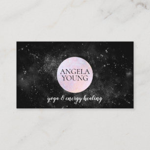 Carte De Visite Yoga de lune rose cosmique, Entraîneur de vie, Ast