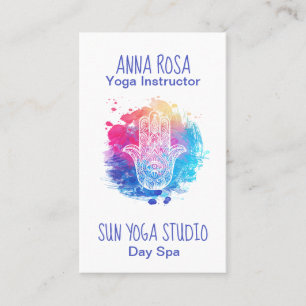 Carte De Visite Yoga de main de Hamsa d'aquarelle de spa de *~*