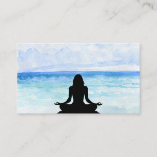 Carte De Visite Yoga de méditation de Mindfulness de plage d'océan