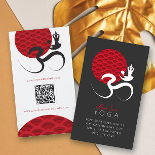 Carte De Visite Yoga du Soleil Rouge Asiatique & Calligraphie Zen 