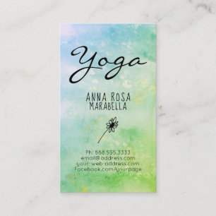 Carte De Visite Yoga en pastel moderne Reiki de marguerite de vert