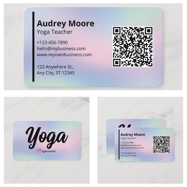 Carte De Visite Yoga Enseignant Moderne Yoga Studio Holographique (Yoga Teacher Modern Yoga Studio Holographic Business Card
)