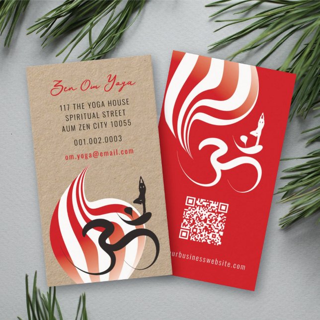 Carte De Visite Yoga flamme spirituelle Om Ohm Logo Calligraphie Z (Simple Minimalist Zen Spiritual Holistic Yoga Om/Aum Calligraphy Symbol Business Card @ fatfatin)