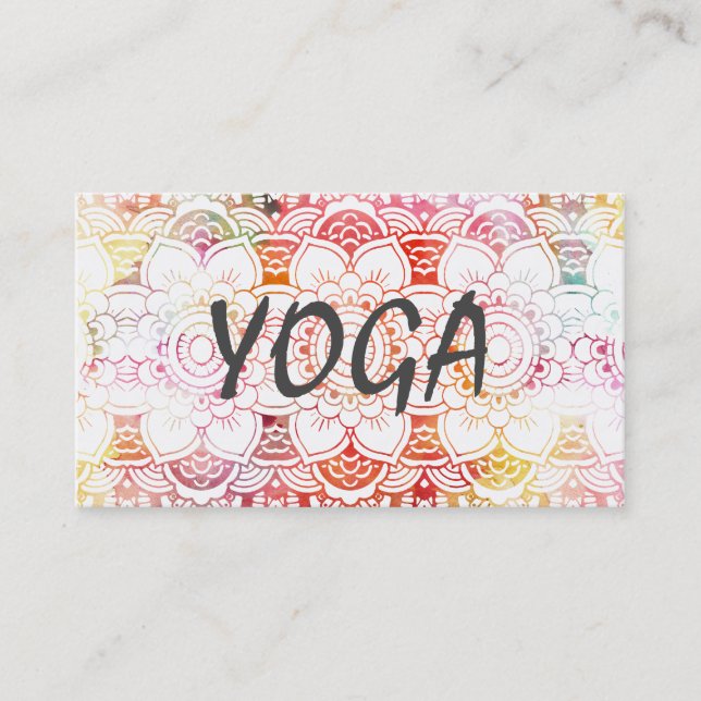 Carte De Visite Yoga floral de mandala d'aquarelle en pastel rose (Devant)