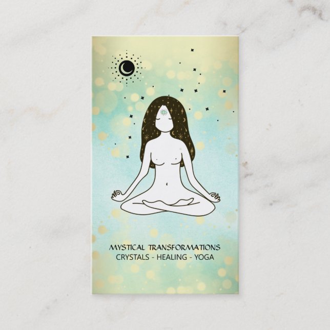 Carte De Visite *~* Yoga Goddess Celestial Moon Magic Boho 3e Eye (Devant)