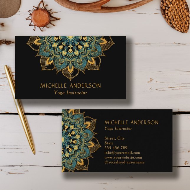 Carte De Visite Yoga Gold Mandala (Yoga Gold Mandala Business Card)