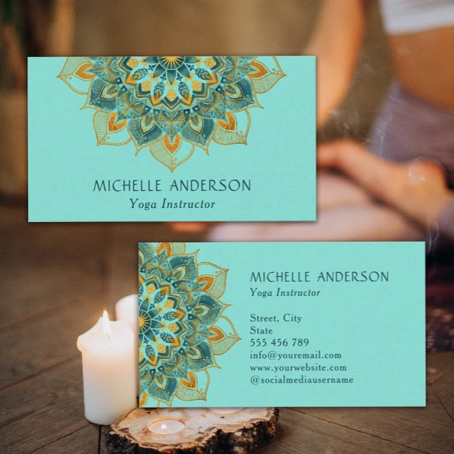 Carte De Visite Yoga Gold Mandala (Yoga Gold Mandala Business Card)