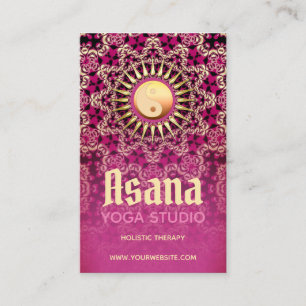 Carte De Visite Yoga holistique rose d'Asana d'énergie de Yin Yang
