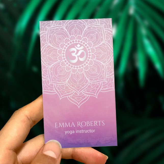 Carte De Visite Yoga Instructeur Aquarelle Lotus Mandala Namaste (Créateur téléchargé)