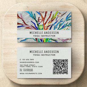 Carte De Visite Yoga Instructeur coloré moderne QR Code