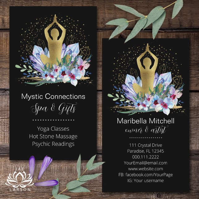 Carte De Visite Yoga Instructeur Energie Guérisseur Cristaux Reiki (Créateur téléchargé)
