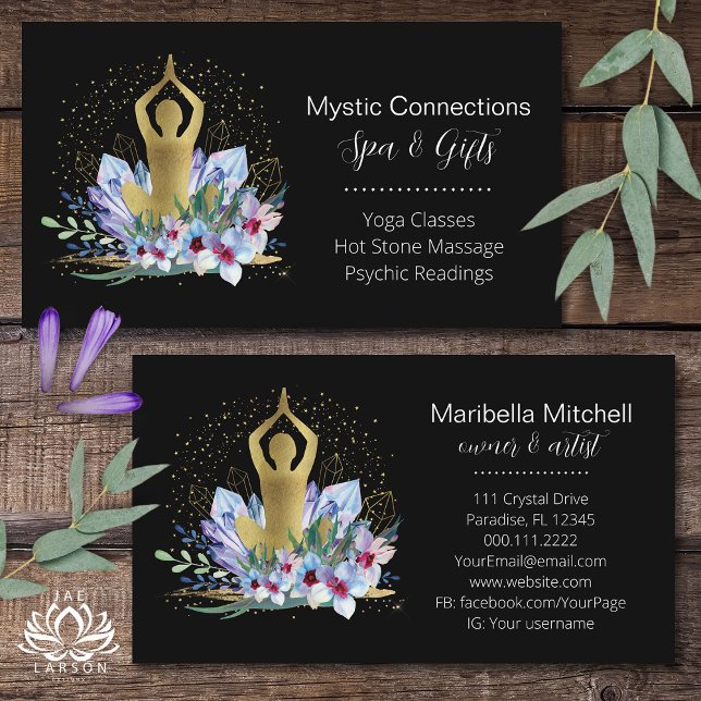 Carte De Visite Yoga Instructeur Energie Guérisseur Cristaux Reiki (Créateur téléchargé)