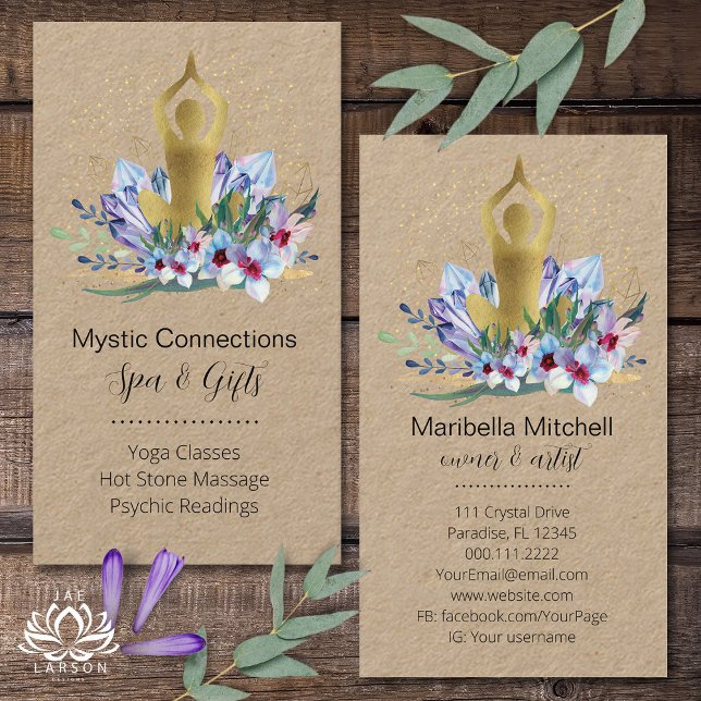 Carte De Visite Yoga Instructeur Energie Guérisseur Cristaux Reiki (Créateur téléchargé)