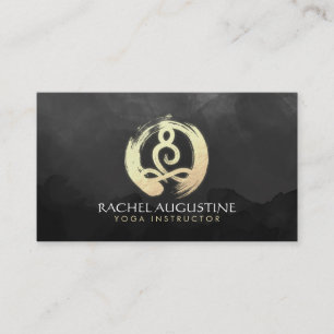 Carte De Visite Yoga Instructeur Méditation Black & Gold Symbole Z