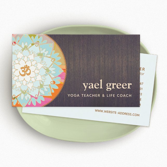 Carte De Visite Yoga Instructeur OM Symbole Lotus Mandala Art (Créateur téléchargé)