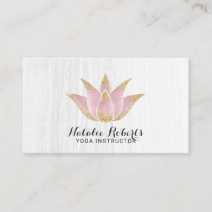 Carte De Visite Yoga Instructeur Rose Gold Lotus Flower Salon Spa