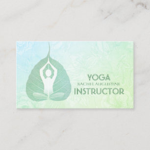 Carte De Visite Yoga Instructeur Studio Méditation Pose Bodhi Leaf