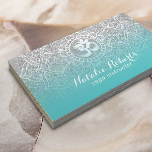Carte De Visite Yoga Instructeur Turquoise & Parties scintillant A