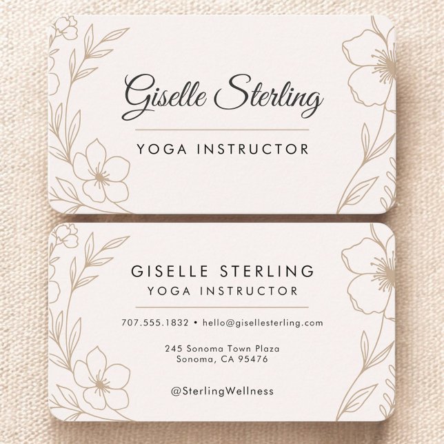 Carte De Visite Yoga Instructor Floral (Créateur téléchargé)