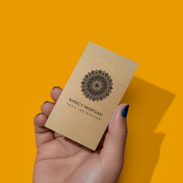 Carte De Visite Yoga Instructor Floral Mandala Kraft  (Créateur téléchargé)