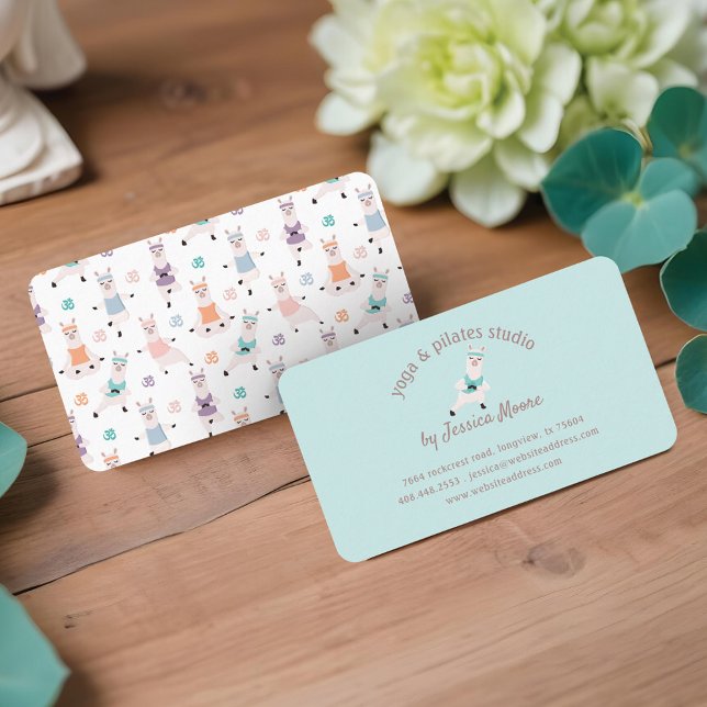 Carte De Visite Yoga Llamas & Pilates Fitness Studio Logo de l'ent (Yoga Llamas & Pilates Fitness Studio Company Logo Business Card)