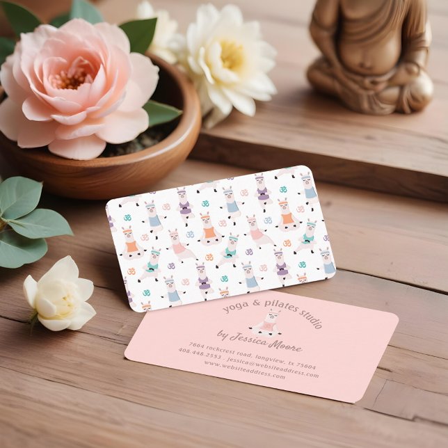 Carte De Visite Yoga Llamas & Pilates Fitness Studio Logo de l'ent (Yoga Llamas & Pilates Fitness Studio Company Logo Business Card)