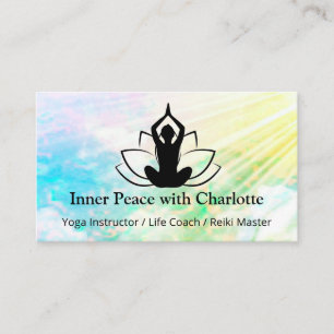 Carte De Visite Yoga Lotus Instructeur Reiki Life Coach Aquarelle