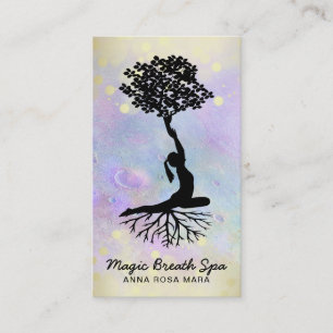 Carte De Visite *~* Yoga Lune Méditation Femme Mindfulness Or