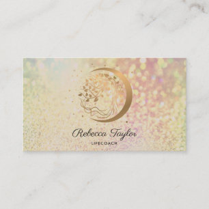 Carte De Visite yoga lune trendy coach de vie arbre de vie or bus