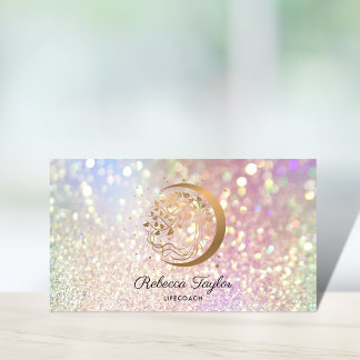 Carte De Visite yoga lune trendy coach de vie arbre de vie or busi