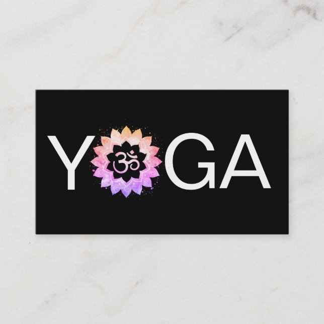 Carte De Visite *~* Yoga Mandala Lotus Professeur Instructeur Aum  (Devant)