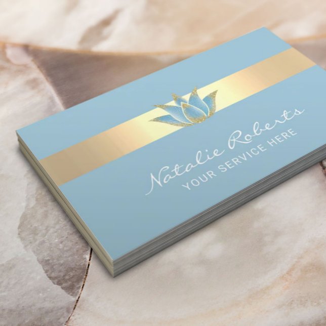 Carte De Visite Yoga Massage Thérapie Moderne Blue Lotus Flower (Créateur téléchargé)