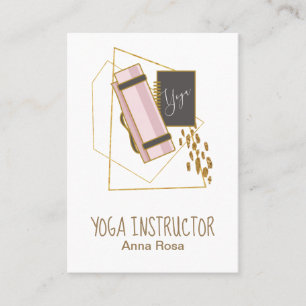Carte De Visite *~* Yoga Mat Yoga Instructeur de Yoga Gold Polygon