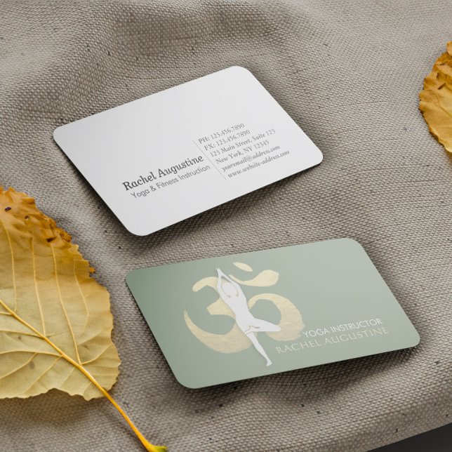Carte De Visite Yoga Méditation Instructeur Arbre Pose Or OM SIGNE (Créateur téléchargé)