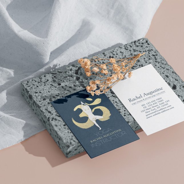 Carte De Visite Yoga Méditation Instructeur Arbre Pose Or OM SIGNE (Créateur téléchargé)