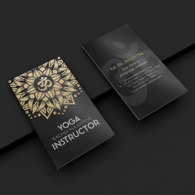 Carte De Visite Yoga Méditation Instructeur or Mandala Om Symbole (Créateur téléchargé)