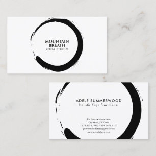 Carte De Visite Yoga minimaliste noir & blanc Enso Cercle Motif