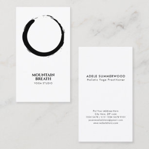 Carte De Visite Yoga minimaliste noir & blanc Enso Cercle Motif