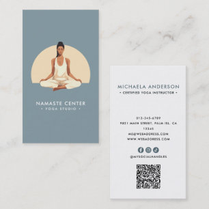 Carte De Visite Yoga moderne/Mindfulness Lotus Pose Socials QR Cod