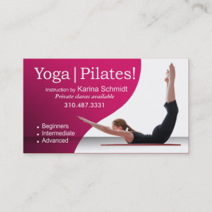 Carte De Visite "Yoga Pilates !" Instruction de Pilates, classe